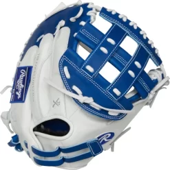 33 Inch Rawlings Liberty Advanced Color Series RLACM33FPR Women's White/Royal Fastpitch Softball Catcher Mitt